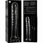 NEBULA SERIES BY IBIZA - MODEL 16 DILDO BOROSILICATE GLASS CLEAR 18.5 CM -O- 3 CM