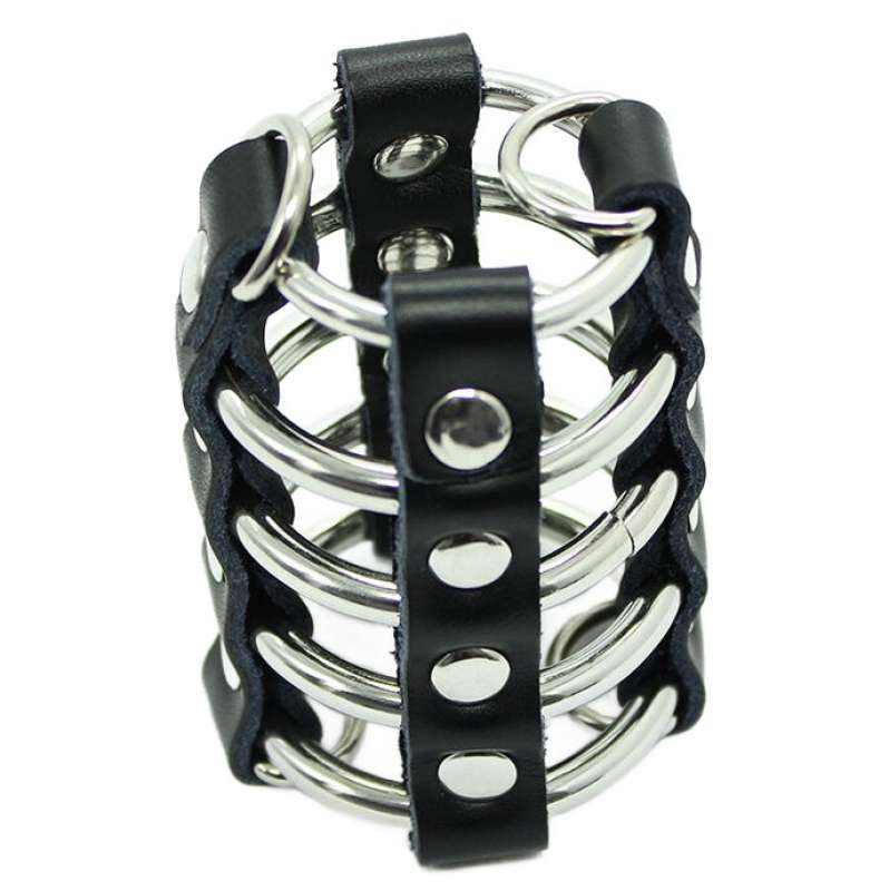 OHMAMA FETISH - Penis häkki metalli renkaat ja nahka Straps OHMAMA FETISH - Penis häkki metalli renkaat ja nahka Straps