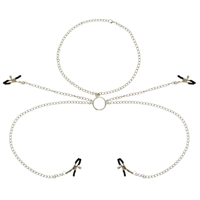 OHMAMA FETISH 4 NIPPLE CLAMPS WITH CHAIN NECKLACE OHMAMA FETISH 4 NIPPLE CLAMPS WITH CHAIN NECKLACE