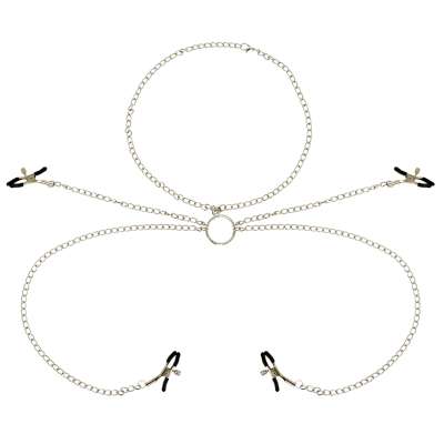 OHMAMA FETISH 4 NIPPLE CLAMPS WITH CHAIN NECKLACE