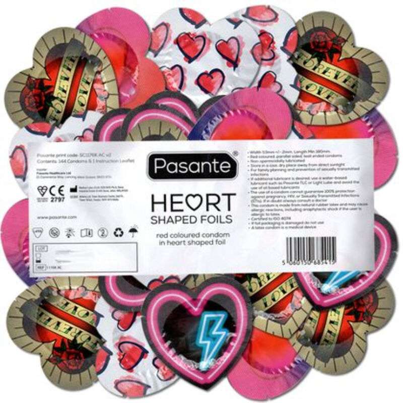 PASANTE - CONDOMS RED HEART SHAPE BAG 144 UNITS PASANTE - CONDOMS RED HEART SHAPE BAG 144 UNITS