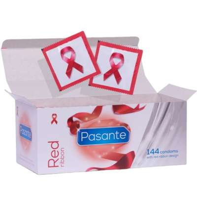 PASANTE - RED RIBBON NATURELLE SHAPED FIT CONDOMS 54 MM 144 UNITS