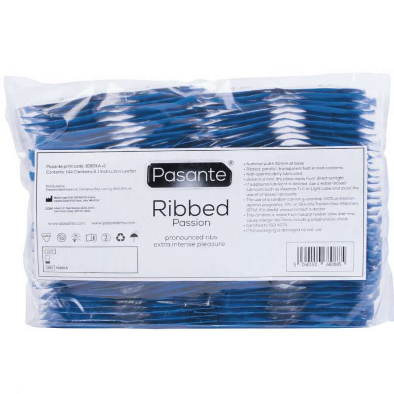 PASANTE - RIBBED PASSION CONDOMS BAG 144 UNITS