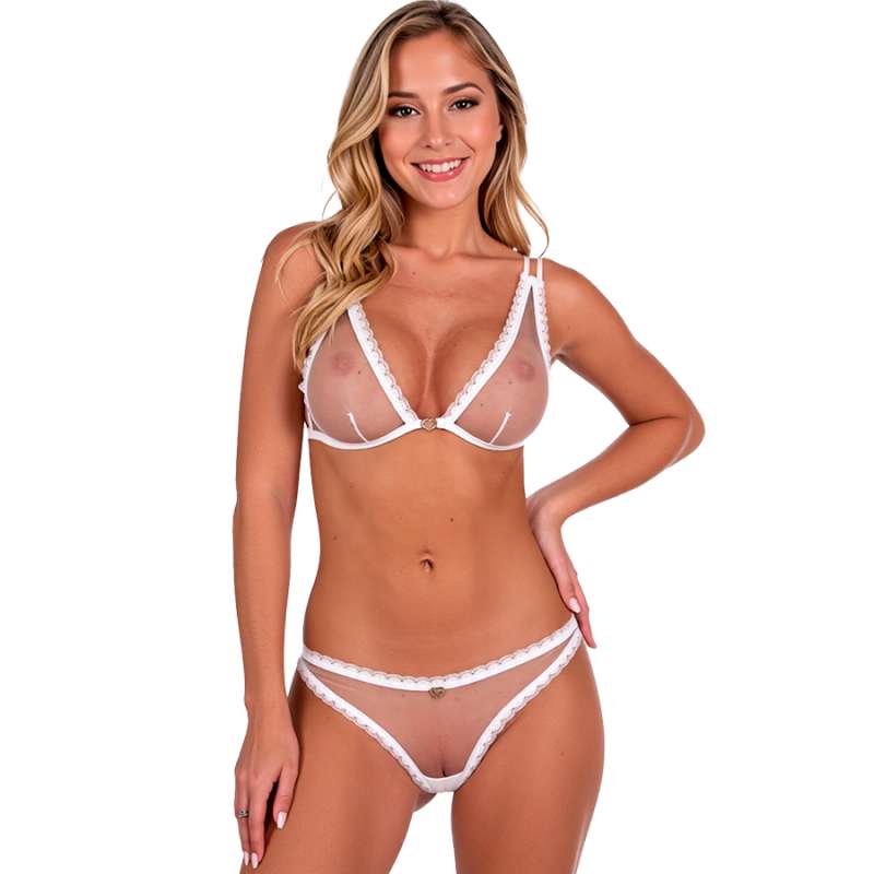 PASSION - BELISSANA BRA + THONG SET WHITE S/M PASSION - BELISSANA BRA + THONG SET WHITE S/M