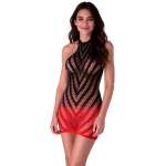 PASSION - BS117 BLACK AND RED GRADIENT BODYSTOCKING DRESS