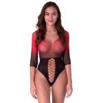 PASSION - BS118 BLACK AND RED MESH BODYSTOCKING