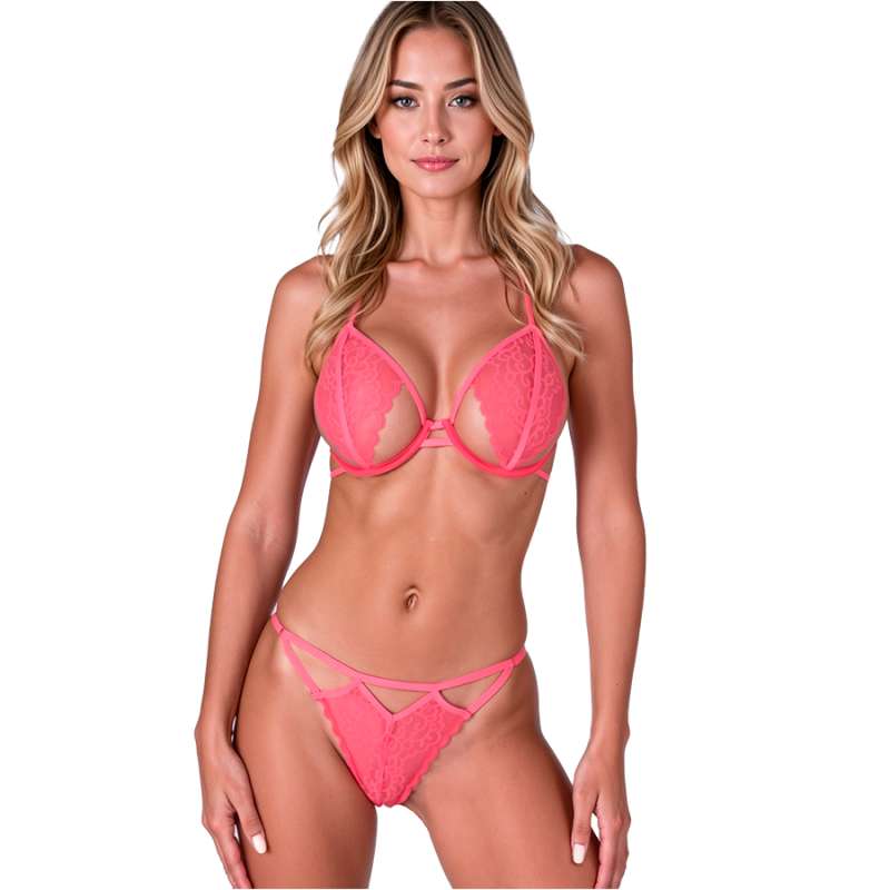 PASSION - RESILQUE BRA + THONG SET TOMATO RED L/XL PASSION - RESILQUE BRA + THONG SET TOMATO RED L/XL