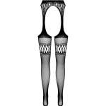 PASSION - S026 BLACK TIGHTS WITH GARTER ONE SIZE