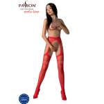 PASSION - S026 RED STOCKINGS WITH GARTER ONE SIZE