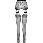 PASSION - S027 BLACK TIGHTS WITH GARTER ONE SIZE