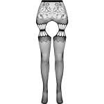 PASSION - S027 BLACK TIGHTS WITH GARTER ONE SIZE