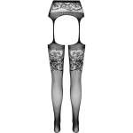 PASSION - S029 BLACK TIGHTS WITH GARTER ONE SIZE