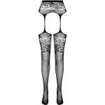 PASSION - S029 BLACK TIGHTS WITH GARTER ONE SIZE