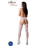 PASSION - S029 WHITE STOCKINGS WITH GARTER ONE SIZE