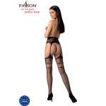 PASSION - S030 TIGHTS WITH BLACK GARTER ONE SIZE