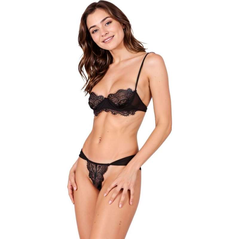 PASSION - TIVOLEA BRA + THONG SET BLACK L/XL PASSION - TIVOLEA BRA + THONG SET BLACK L/XL