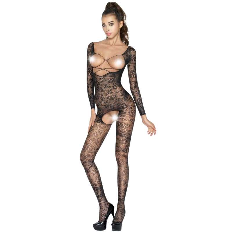 PASSION - WOMAN BS031 BODYSTOCKING BLACK ONE SIZE