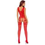 PASSION - BS120 punaiset kukat bodystocking