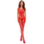 PASSION - BS121 Punainen Garter-Effect bodystocking