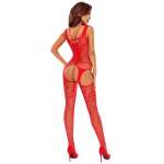 PASSION - BS121 Punainen Garter-Effect bodystocking
