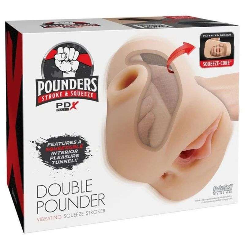 PDX PLUS - DOUBLE POUNDER VIBRATING SQUEEZE STROKER LIGHT 20.5 CM PDX PLUS - DOUBLE POUNDER VIBRATING SQUEEZE STROKER LIGHT 20.5 CM
