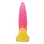 POWER MONSTERS - RIPPLIED MONSTER FANTASY DILDO WITH SUCTION CUP 22.5 CM Ø 5.5 CM PINK & YELLOW