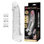 PRETTY LOVE - ADJUSTABLE PENIS EXTENSION SLEEVE 26 CM Ø 4 CM TRANSPARENT