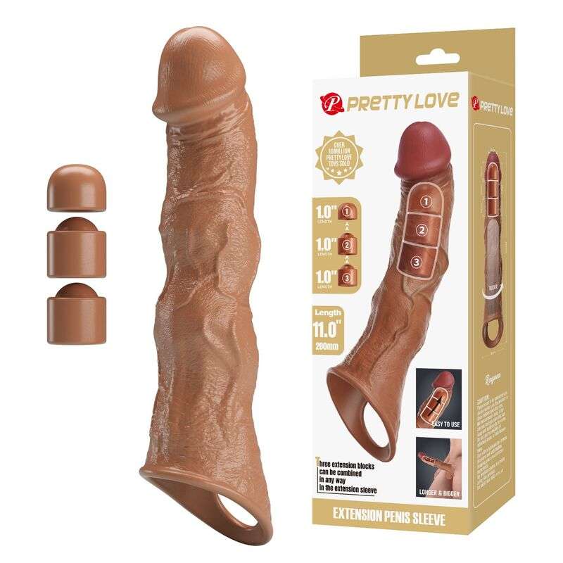 PRETTY LOVE - ADJUSTABLE PENIS EXTENSION SLEEVE 28 CM Ø 4.5 CM BROWN PRETTY LOVE - ADJUSTABLE PENIS EXTENSION SLEEVE 28 CM Ø 4.5 CM BROWN
