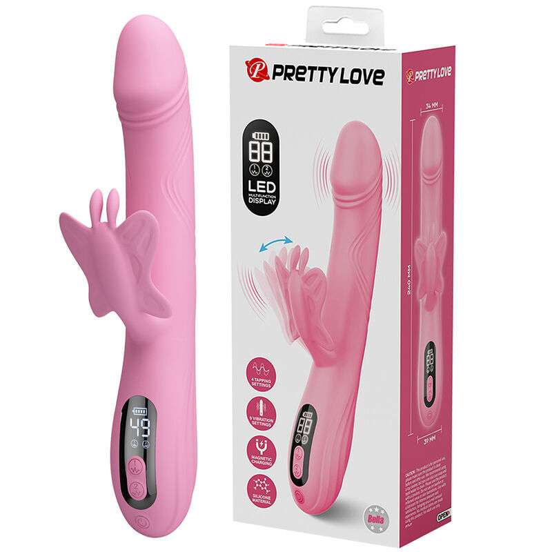 PRETTY LOVE - BELLA RABBIT VIBRATOR WITH BUTTERFLY STIMULATION AND LED PINK