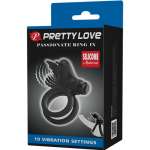 PRETTY LOVE - kaksois värisevä rengas musta stimulaattori
