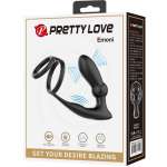 PRETTY LOVE - EMONI PENIS RING + ANAL PLUG 12 VIBRATIONS BLACK