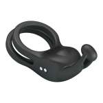 PRETTY LOVE - GOODWIN RECHARGEABLE DOUBLE VIBRATING COCK RING BLACK