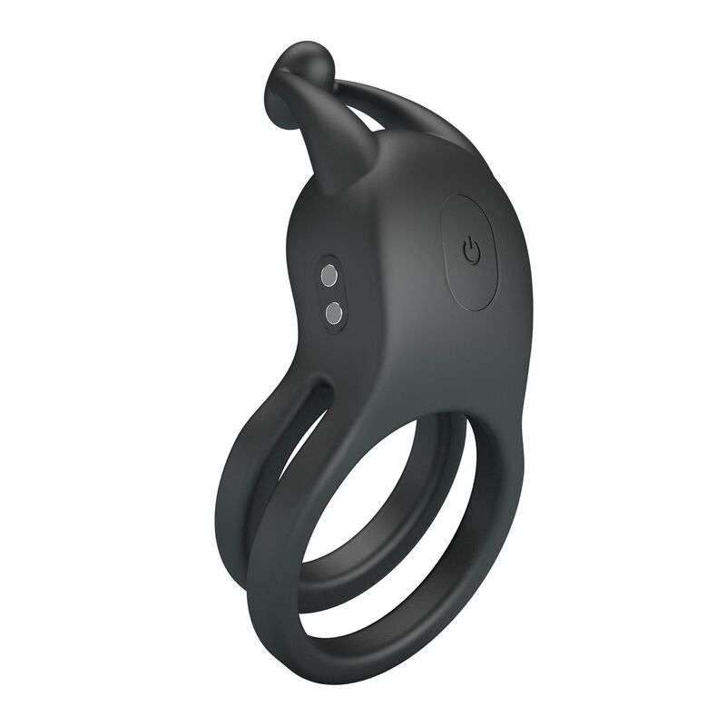 PRETTY LOVE - GOODWIN RECHARGEABLE DOUBLE VIBRATING COCK RING BLACK