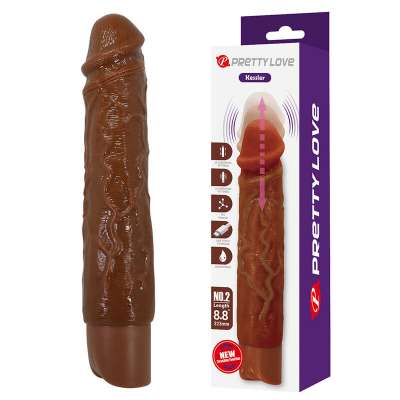 PRETTY LOVE - KESSLER REALISTIC VIBRATING DILDO WITH 10 VIBRATION MODES AND 10 THROWS, 22 CM, BROWN