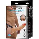 PRETTY LOVE - LANDON HARNESS BRIEFS UNIVERSAL STRAP-ON HARNESS WITH HOLLOW SILICONE DILDO 16.8 CM FLESH