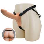 PRETTY LOVE - LANDON HARNESS BRIEFS UNIVERSAL STRAP-ON HARNESS WITH HOLLOW SILICONE DILDO 16.8 CM FLESH