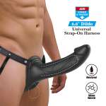 PRETTY LOVE - LONDON UNIVERSAL HARNESS WITH SILICONE STRAP-ON DILDO BLACK 16.8 CM