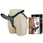 PRETTY LOVE - LONDON UNIVERSAL HARNESS WITH SILICONE STRAP-ON DILDO BLACK 16.8 CM