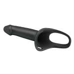 PRETTY LOVE - LONDON UNIVERSAL HARNESS WITH SILICONE STRAP-ON DILDO BLACK 16.8 CM