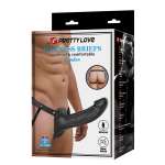 PRETTY LOVE - LONDON UNIVERSAL HARNESS WITH SILICONE STRAP-ON DILDO BLACK 16.8 CM