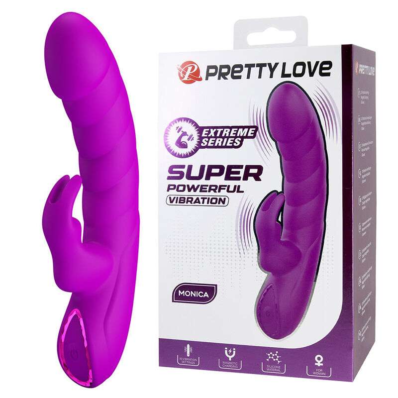 PRETTY LOVE - MONICA RECHARGEABLE DUAL STIMULATION G-SPOT AND CLITORAL VIBRATOR PURPLE