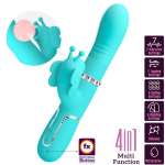 PRETTY LOVE - MULTIFUNCTION RABBIT VIBRATOR 4 IN 1 BUTTERFLY AQUA GREEN