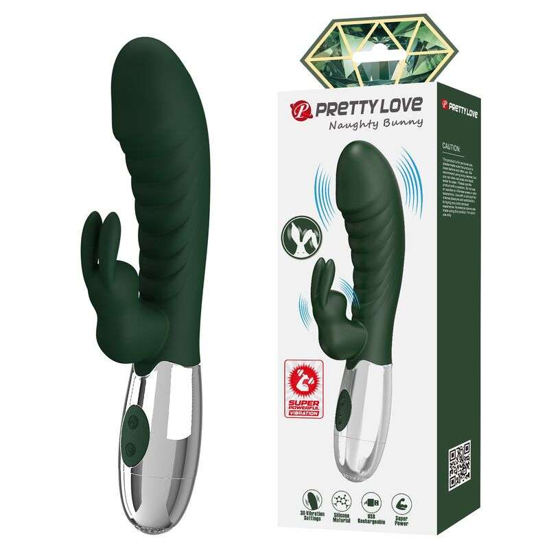 PRETTY LOVE - NAUGHTY BUNNY RABBIT VIBRATOR 30 FUNCTIONS USB RECHARGEABLE GREEN PRETTY LOVE - NAUGHTY BUNNY RABBIT VIBRATOR 30 FUNCTIONS USB RECHARGEABLE GREEN