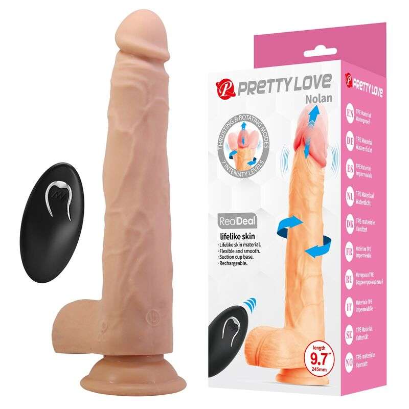 PRETTY LOVE - NOLAN THRUSTING & ROTATING VIBRATING DILDO REMOTE CONTROL 24.5 CM Ø 5 CM NATURAL PRETTY LOVE - NOLAN THRUSTING & ROTATING VIBRATING DILDO REMOTE CONTROL 24.5 CM Ø 5 CM NATURAL