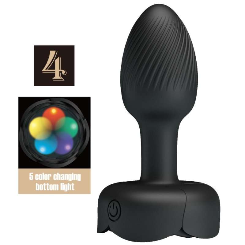 PRETTY LOVE - OLMAN ANAL PLUG WITH LED LIGHT BLACK 8.8 CM PRETTY LOVE - OLMAN ANAL PLUG WITH LED LIGHT BLACK 8.8 CM