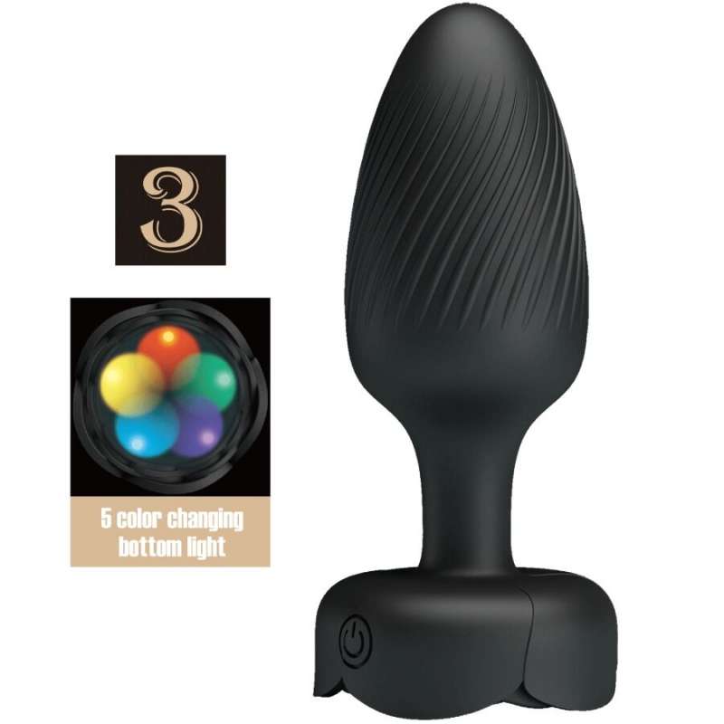 PRETTY LOVE - OSBORN ANAL PLUG WITH LED LIGHT BLACK 9.8 CM PRETTY LOVE - OSBORN ANAL PLUG WITH LED LIGHT BLACK 9.8 CM