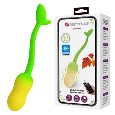 PRETTY LOVE - PULSEN APP CONTROL VIBRATING EGG 12 FUNCTIONS USB RECHARGEABLE GREEN-YELLOW