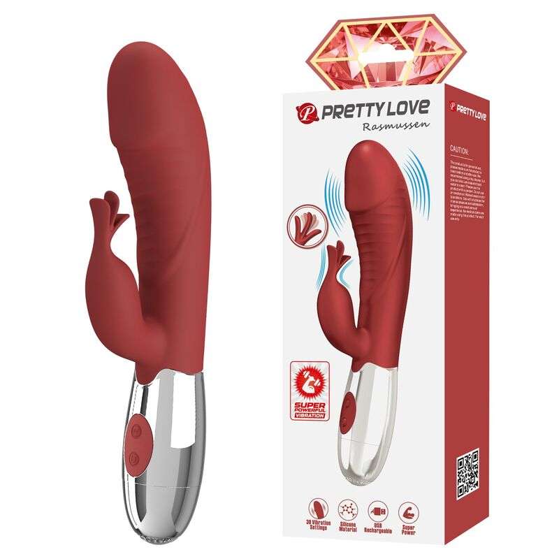 PRETTY LOVE - ROSEWOOD RABBIT VIBRATOR 30 FUNCTIONS USB RECHARGEABLE RED PRETTY LOVE - ROSEWOOD RABBIT VIBRATOR 30 FUNCTIONS USB RECHARGEABLE RED