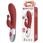 PRETTY LOVE - ROSEWOOD RABBIT VIBRATOR 30 FUNCTIONS USB RECHARGEABLE RED