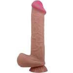 PRETTY LOVE - SLIDING SKIN SERIES REALISTIC DILDO WITH SLIDING SKIN SUCTION CUP BROWN 26 CM